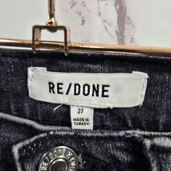 Levis Jeans Women 27 Black RE DONE 70s Stove Pipe Stoned Noir Straight Button - Picture 3 of 11